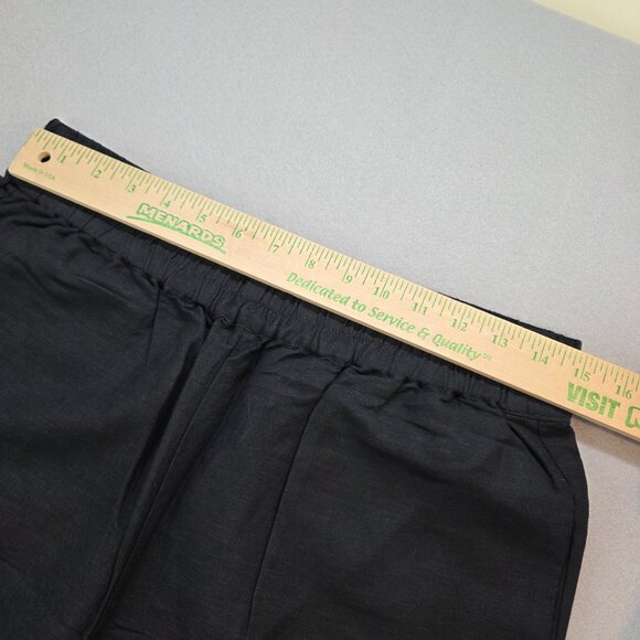 Evereve Sophia Linen Pants Wide Leg High Rise 4-pocket Beachy Boho Black sz Md - Picture 6 of 9
